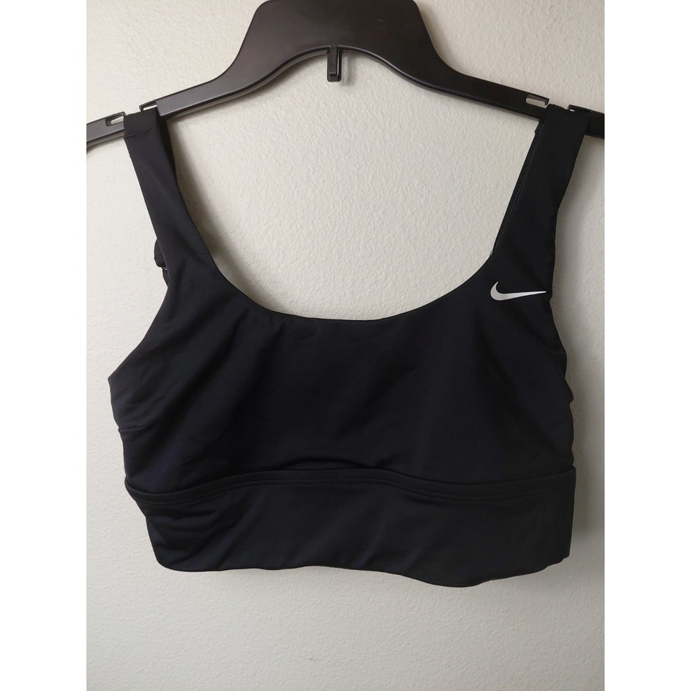 Nike Move to Zero Black Adjustable Strap Sports Bra Size MediumWhite Swoosh Logo
